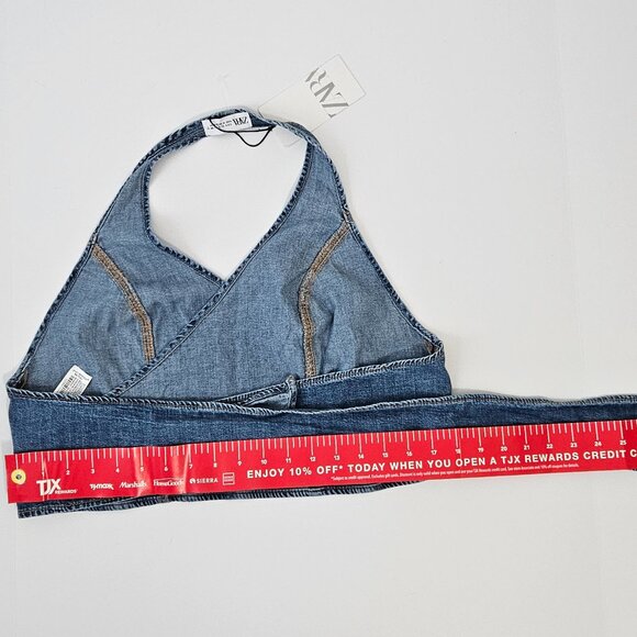 ZARA OPEN BACK DENIM TOP - Picture 9 of 10